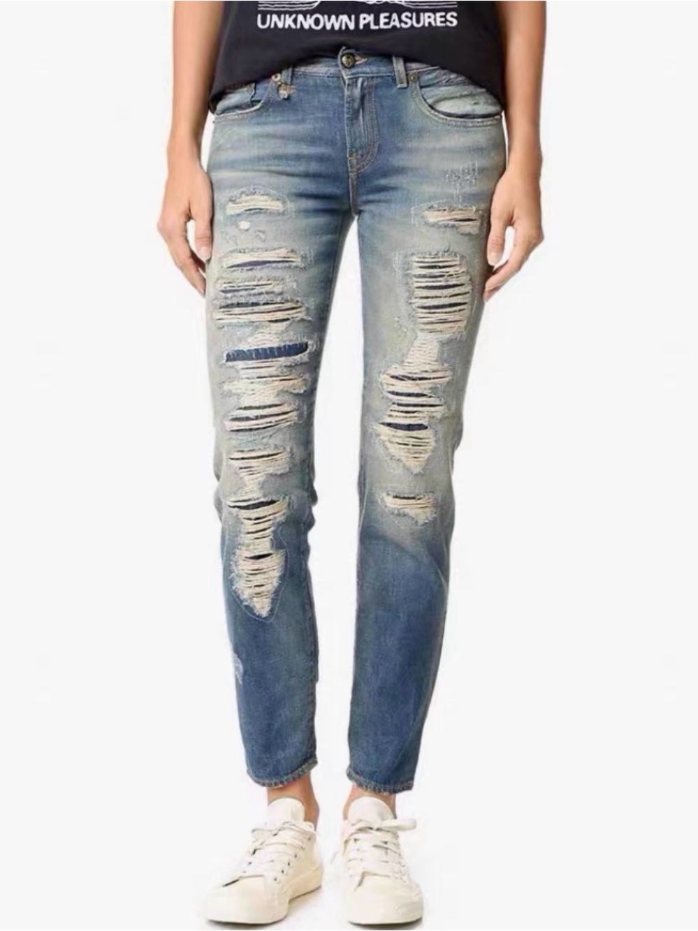 🚩steal R13 Distressed Light Blue Boyfriend Jeans - Picture 3 of 5